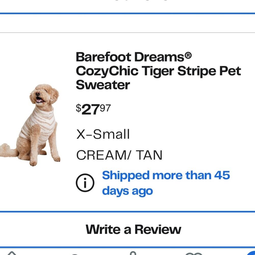 Barefoot Dreams CozyChic Tiger Stripe Pet Sweater